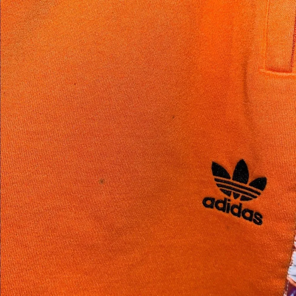 Adidas Originals Stripe Orange soccer basketball shorts XL zipper pockets